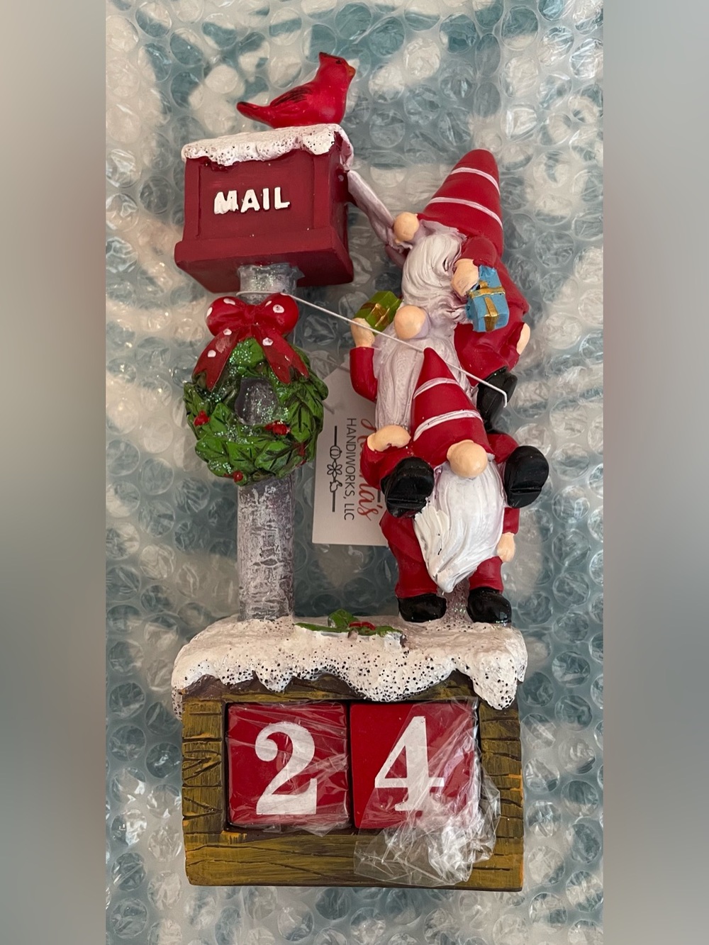 Festive Red Gnome Mailbox Holiday Countdown Decor by Handworks